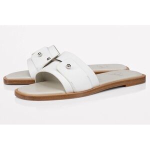 Christian Louboutin Chambelimule Donna Flat White Calf Leather Slide Sandal 38.5